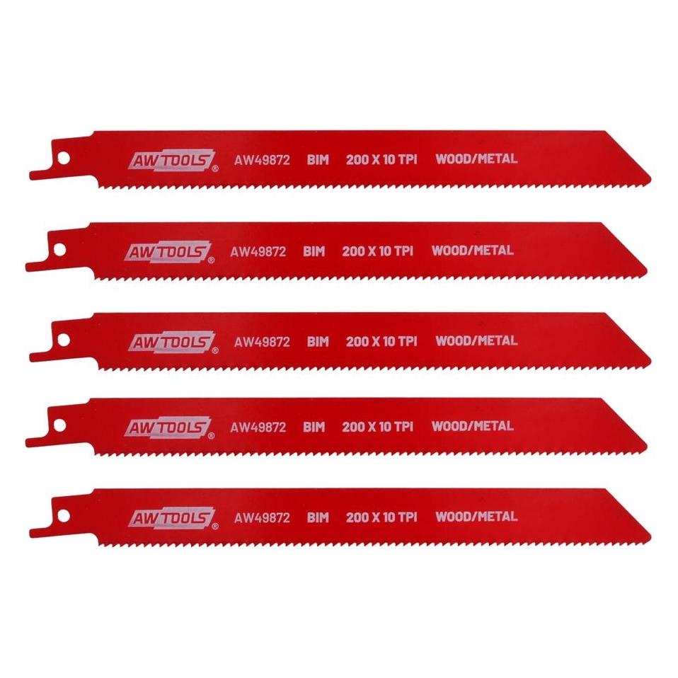 Awtools BiM-Sägeblatt für die Säbelsäge 200 mm, 10 Zähne/Zoll, 5 Stück, Metall-Holz (72783928)