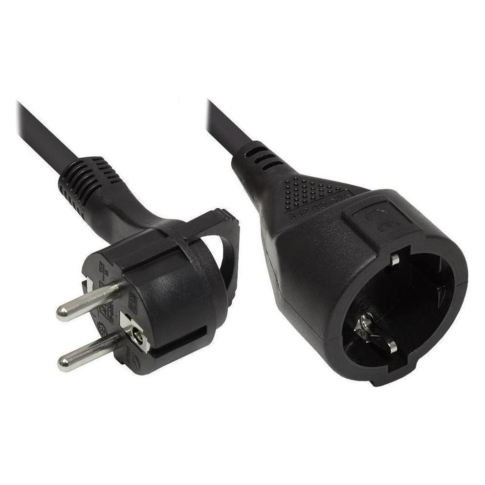 Varia Verlängerung Schutzkontakt-Flachstecker Typ E+F (gewinkelt) an Buchse Typ F, schwarz, 1,50 mm², 2 m (2 m, Typ 26) (417272)