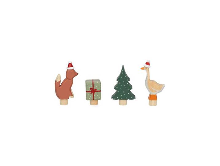 Stekers voor jaarring, hout, kerstmis, set van 4