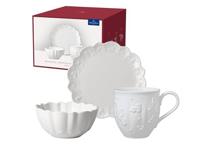 Villeroy & Boch – Toy's Delight Royal Classic Frühstücks-Set 6 teilig Weiß, Spülmaschinenfest, Mikrowellensicher, Frühstücksset Toys Für 2 Personen, Weihnachtsgeschirr Toys, Premium Porcelain