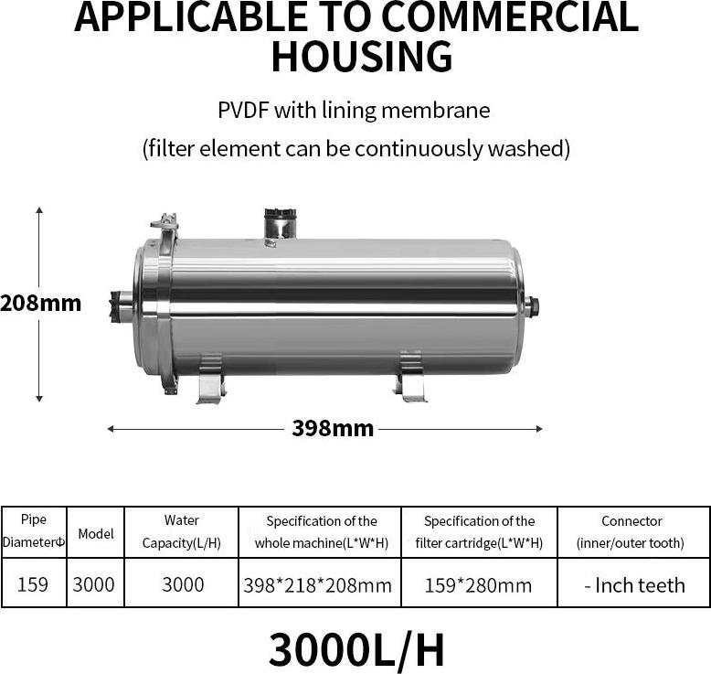 Wasserreinigungsfilter, Edelstahl, direktes Trinkwasser, 3000L