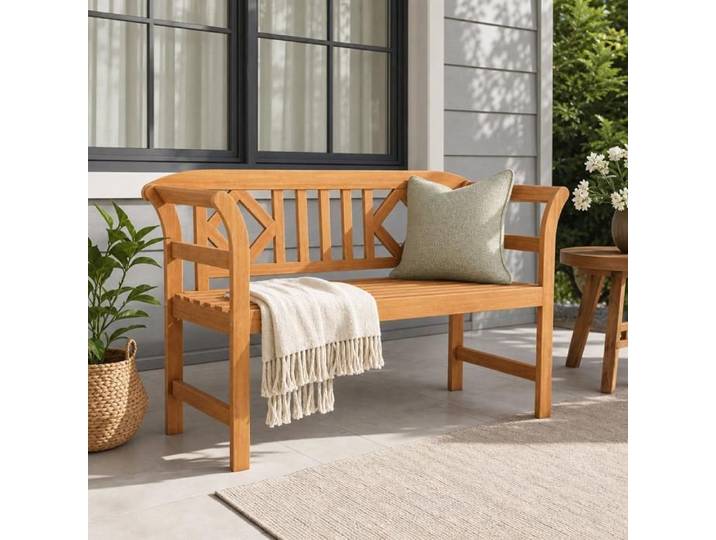 Banc d'extérieur - PAGE LIVING - Banc d'amour - 2 personnes - Acacia massif - Dossier géométrique