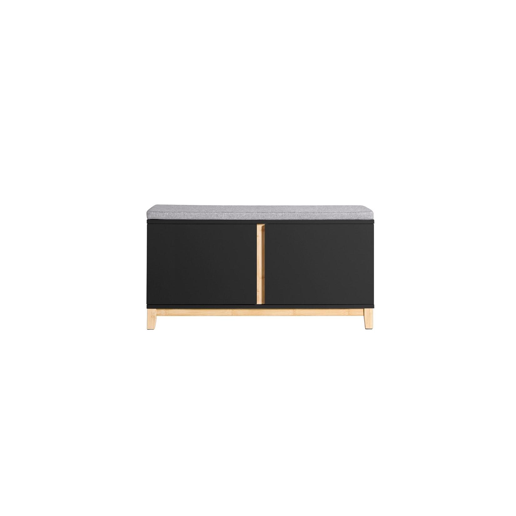 SoBuy Schuhbank mit 2 Türen Schwarz 90x34x46cm Klassisch