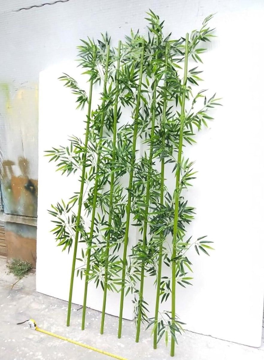 Set van 7 realistische kunst bamboe planten voor binnen decoratie - Groen - 1 m