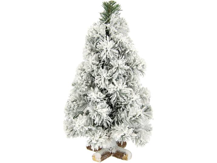 Dekobaum I.GE.A. Weihnachtsdeko, Weihnachtsbaum , grün (grün, weiß), B:23cm H:38cm T:23cm, Kunststoff, Dekofiguren, Dekobaum, Tannenbaum auf Holzfuss mit Kunstschnee 38 cm