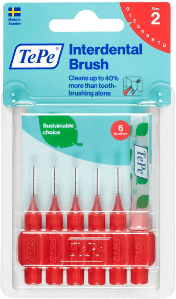 Tepe Original Rosso Scovolino Per Pulizia Interdentale Misura ISO 2 filo 0,5 mm 6 Pezzi