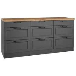Küchenunterschrank Meran ca. 180x86 cm Grau/Eiche