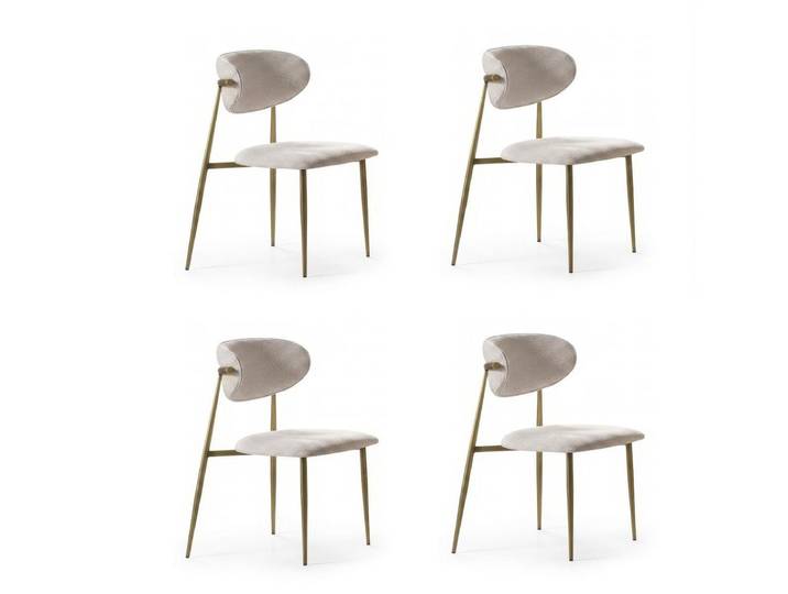Xlmoebel Sitzgruppe Beige-goldenes Esszimmerstuhl-Set, modern und elegant gepolstert, Made in Europa