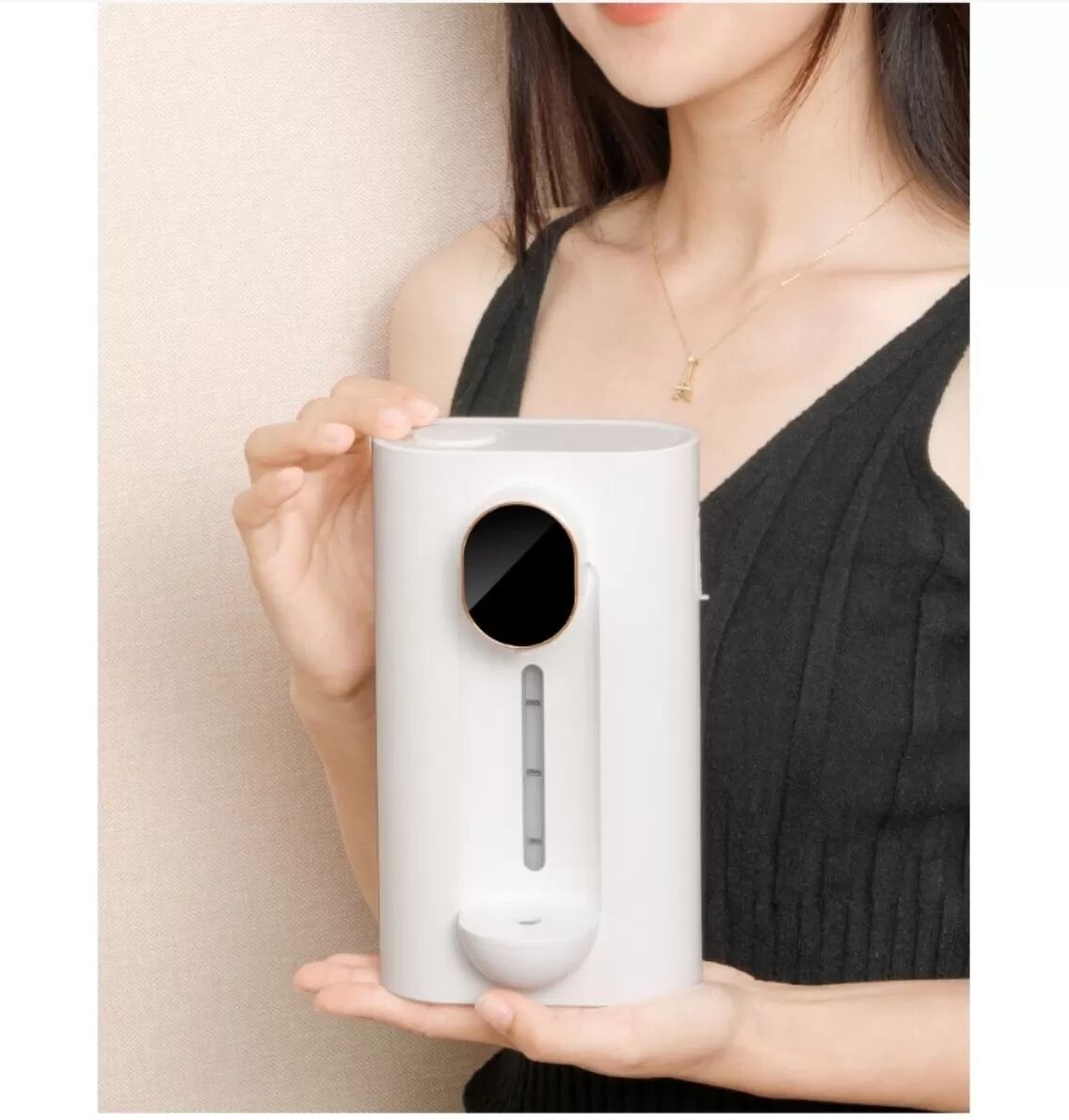 INF Distributeur de bain de bouche à capteur intelligent - Sans contact, distribution 3 niveaux, fixation murale sans perçage, Blanc