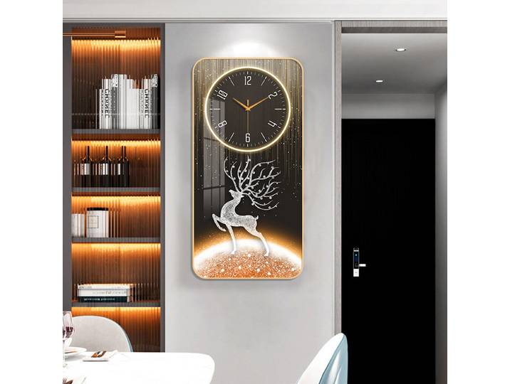 Horloge murale de luxe moderne, décoration lumineuse, salon, mode, nouveau style, décoration de porche, peinture, horloge muette