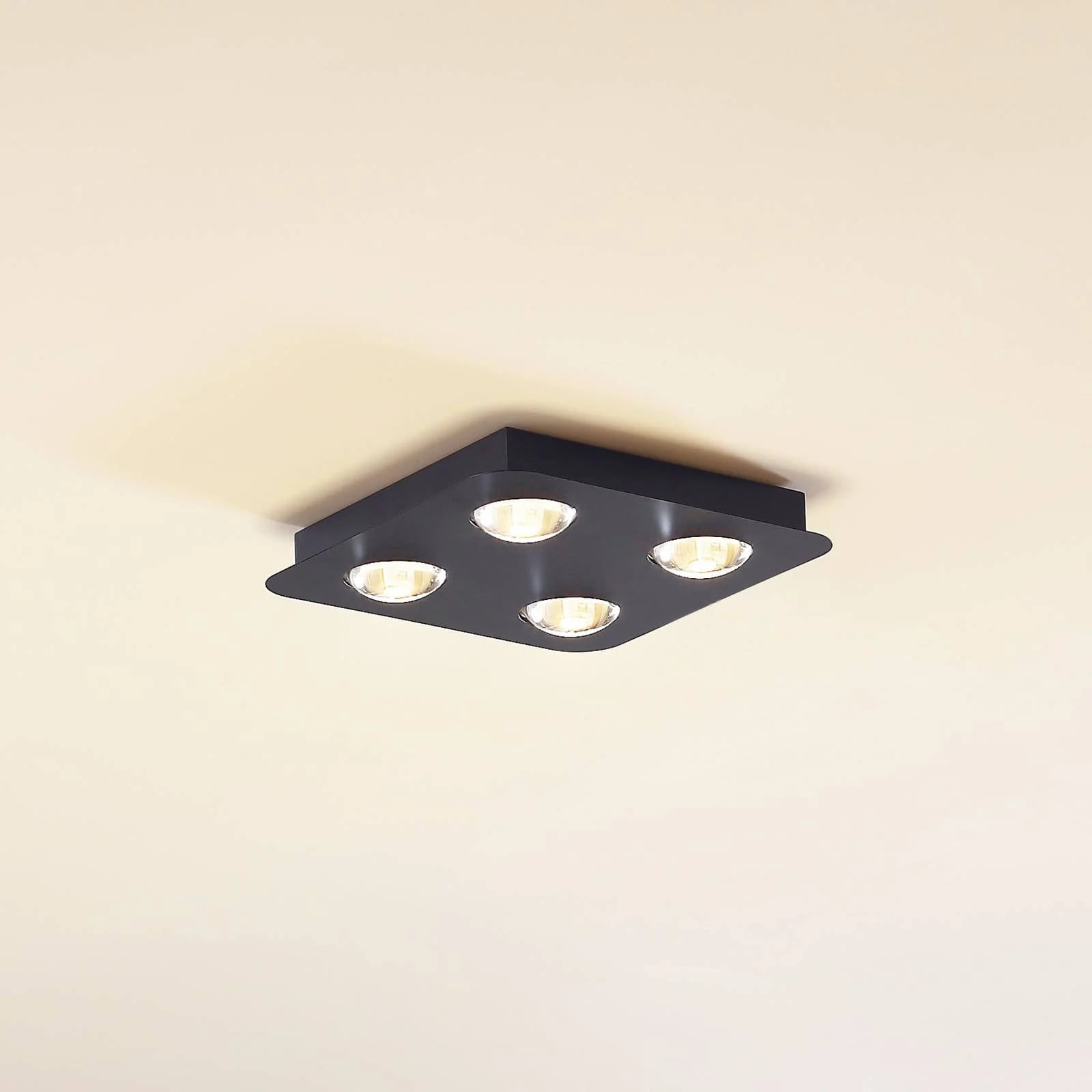 Lindby Jyla Plafondlamp, Modern, Zwart, Dimbaar