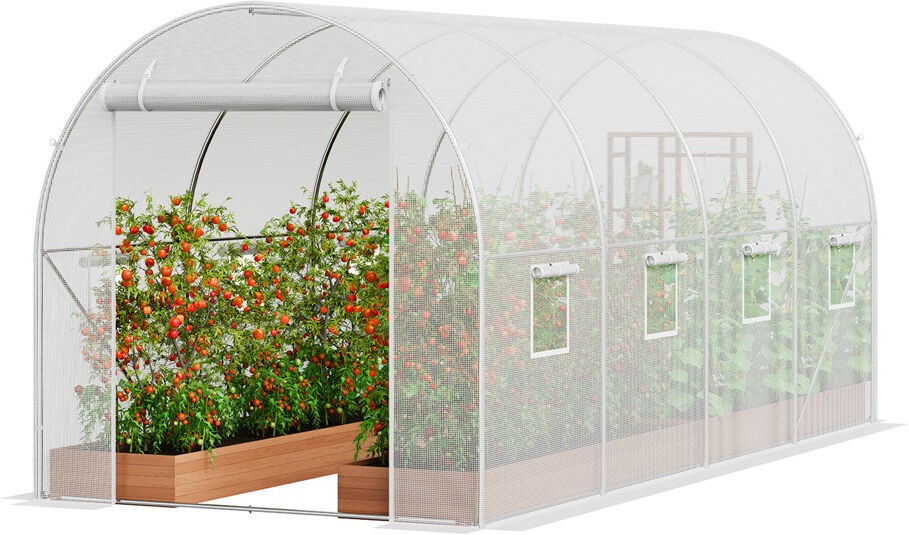 VEVOR Walk-in Tunnel Greenhouse Galvanized Frame PE Cover White 16cm H x 16.3cm L x 37.1cm D