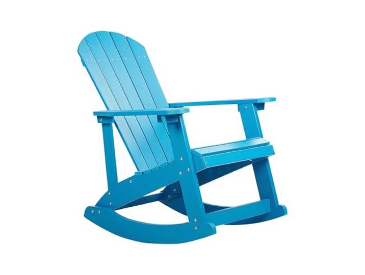 Beliani Moderner Muskoka Garten-Schaukelstuhl in Blau mit Breiten Armlehnen Adirondack
