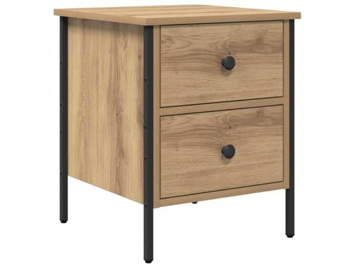 LMTYOENFG Nachttisch mit Schublade 40x42x50 cm Beistelltisch Eiche-Optik Kompakter Nachtschrank fürs Schlafzimmer mit Metallgestell, glatter Oberfläche und verstellbaren Füßen für festen Stand.