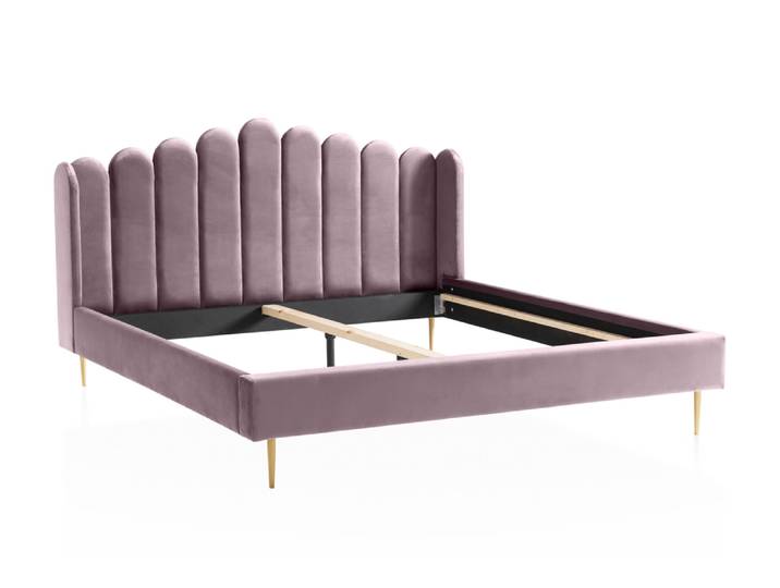 Muschelbett, Samt, Beige, 152×218×115 cm, Muschel-Design, Modern, SalesFever