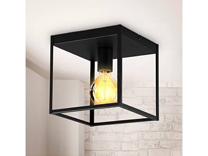 B.K.Licht I Plafondlamp I zwart I industrieel I metaal lamp I retro lampen I kooi I plafonniere slaapkamer I vintage plafoniere I excl. E27 I plafondlampen