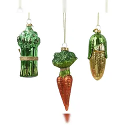 Christmas Decorations 1 Christbaumschmuck Glas 11,6cm Gemüse Figur zum Aufhängen - Weihnachtsbaum Anhänger Weihnachten Weihnachtsbaumschmuck mundgeblasen Küche Essen Grün