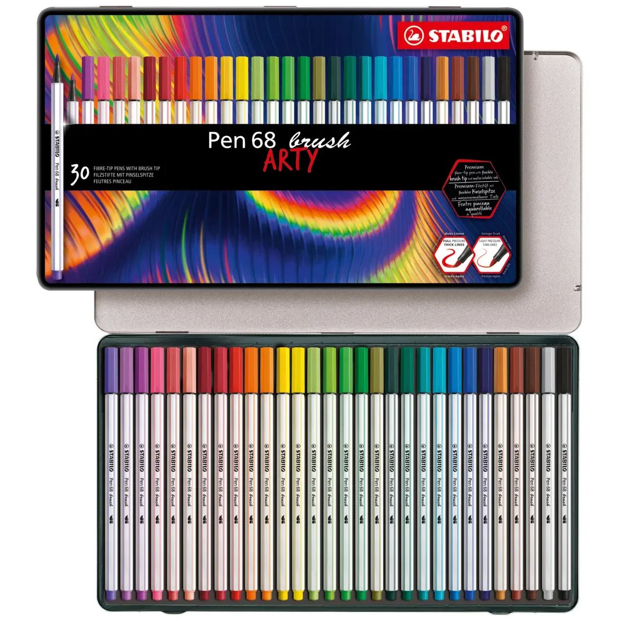 STABILO Pen 68 brush ARTY Filzstifte farbsortiert, 30 St.