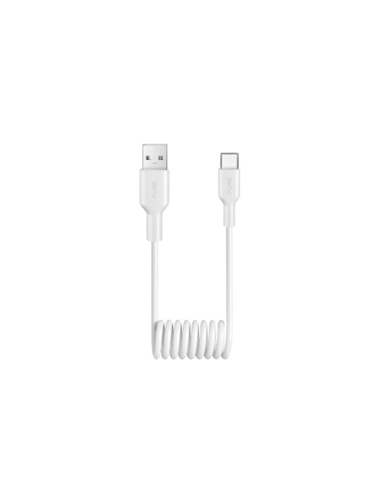 Puro 10W USB-A - USB-C 1m spiral cable - white