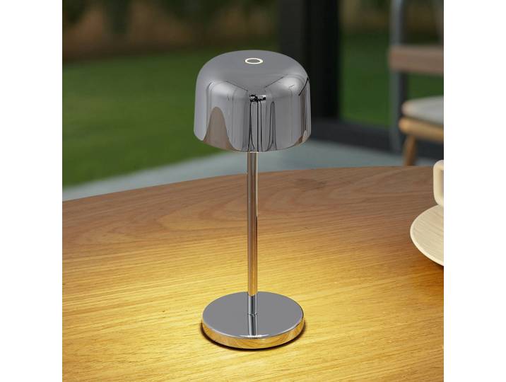 Lucande LED-Akku-Tischleuchte Quill, chrom, CCT, dimmbar Quill Lucande,, chrom / silber, Aluminium, Modern