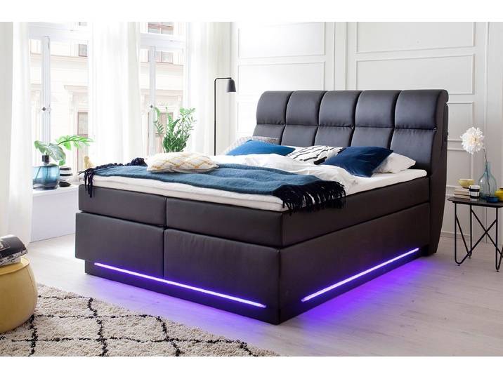JVmoebel Boxspringbett Designer Boxspringbett in Schwarz mit edlem Textilbezug (1-St)