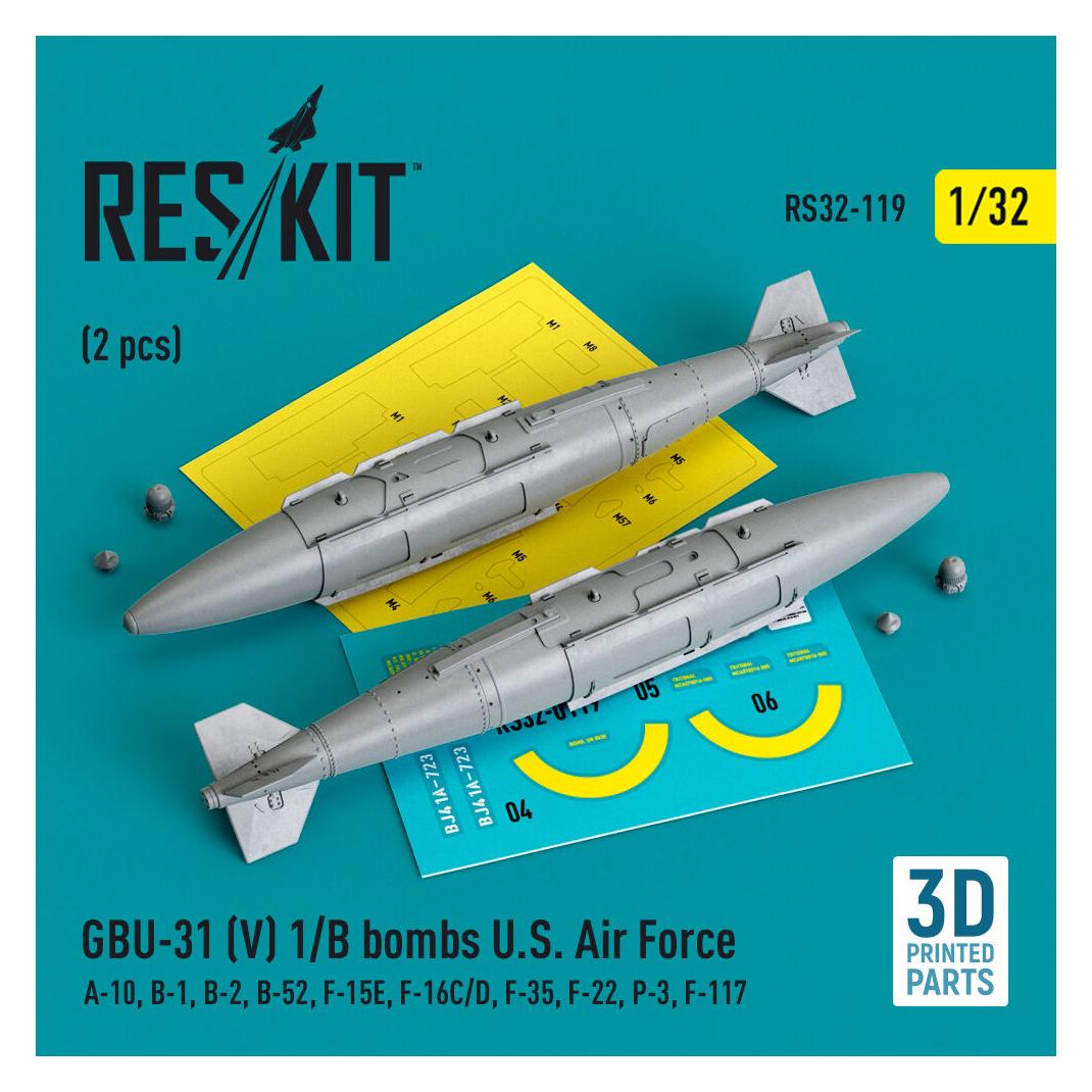 ResKit GBU-31 (V) 1/B bombs U.S. Air Force (2 pcs) (A-10, B-1, B-2, B-52, F-15E, F-16C/D, F-35, F-22, P-3 (RS32-0119)