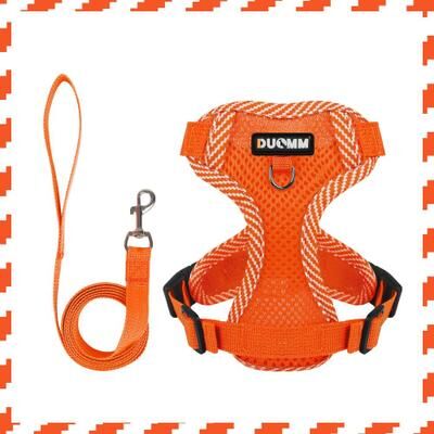 Uplift Treasures Breathable Reflective Dog Harness With Leash Set orange m
