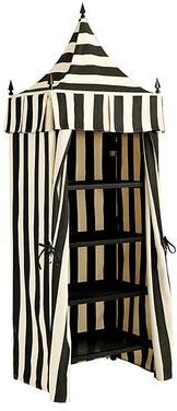 Positano Towel Cabana - Canopy Stripe Black/Sand Sunbrella - Ballard Designs