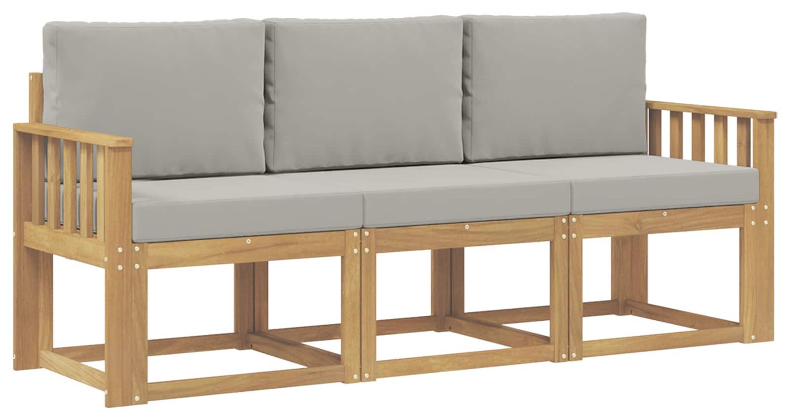 Garnitur aus drei Outdoor-Sofas, weiß und hellgrau