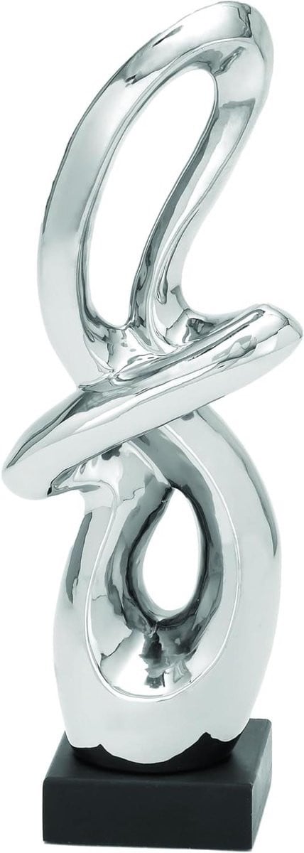 Keramiek Abstract Beeld Zilver - Modern Decoratief Figuur - Hoogte: 46 cm
