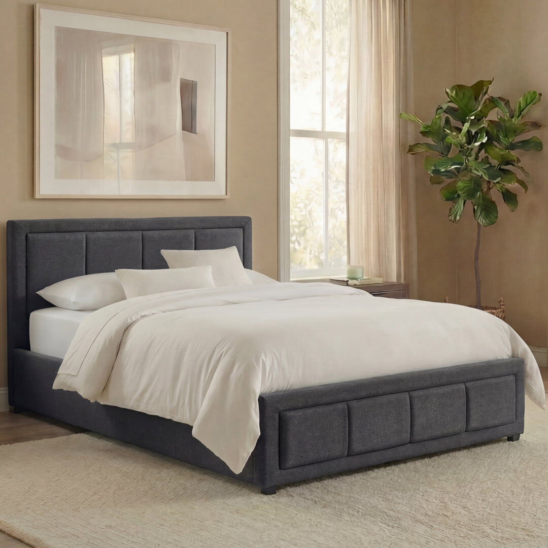 Latitude Run Ottoman Fabric Lift Up Storage Bed , UKFR Certified Dark Grey Single (3')