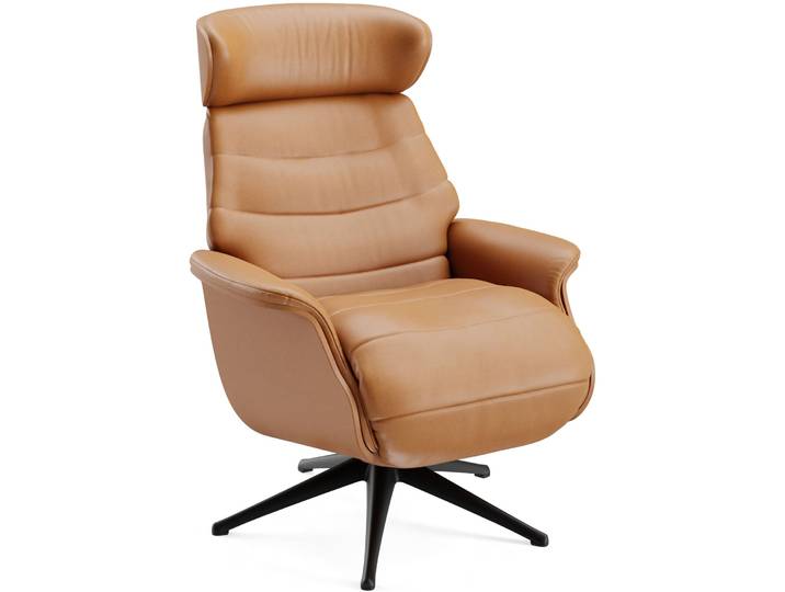 Eleganter Relaxsessel Cam Leder Nature - 72 Cognac neigbar B 83 cm T 88 cm H 113 cm - Farbe: Nature - 0720 Cognac - Möbel Konfigurator: Traummöbel