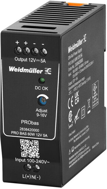 Weidmüller Alimentation PRO BAS 60W 12V DC 5A à vis (2838420000)