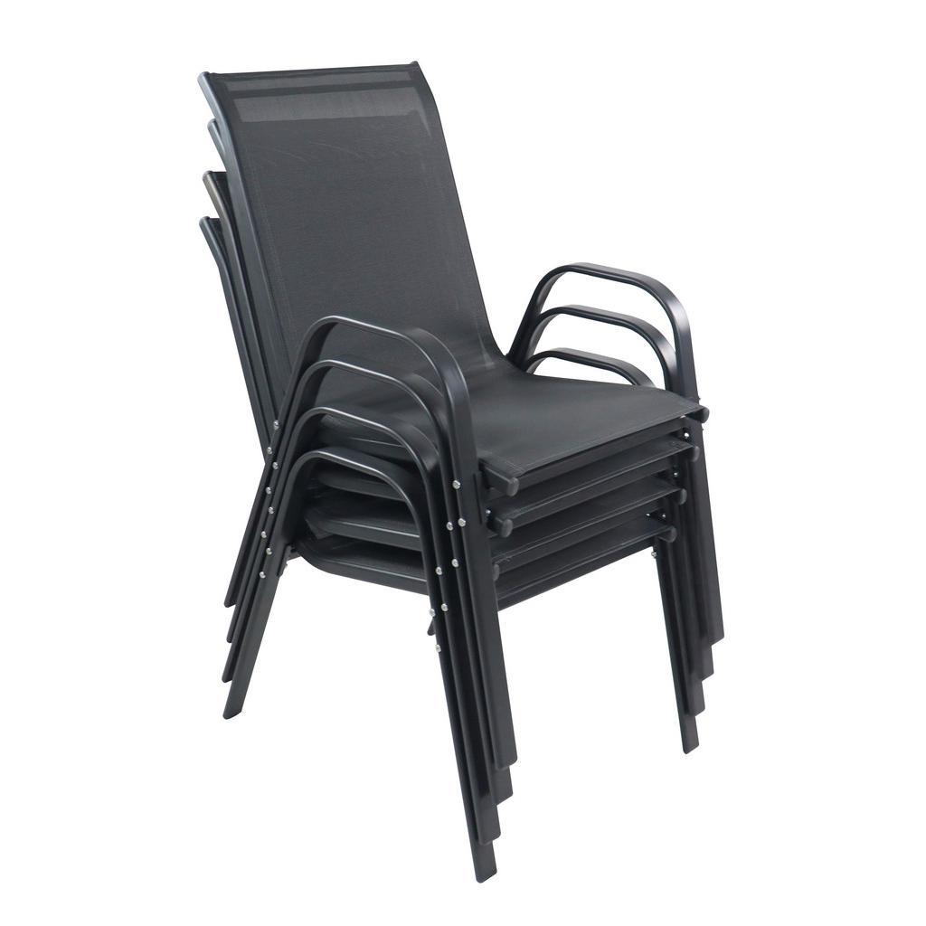 Gardenson Gartenstuhl-Set , Anthrazit , Metall , 56x89x73 cm , wetterbeständig, inklusive Armlehnen, abwischbar, geeignet für Balkon , Gartenmöbel, Gartenstühle