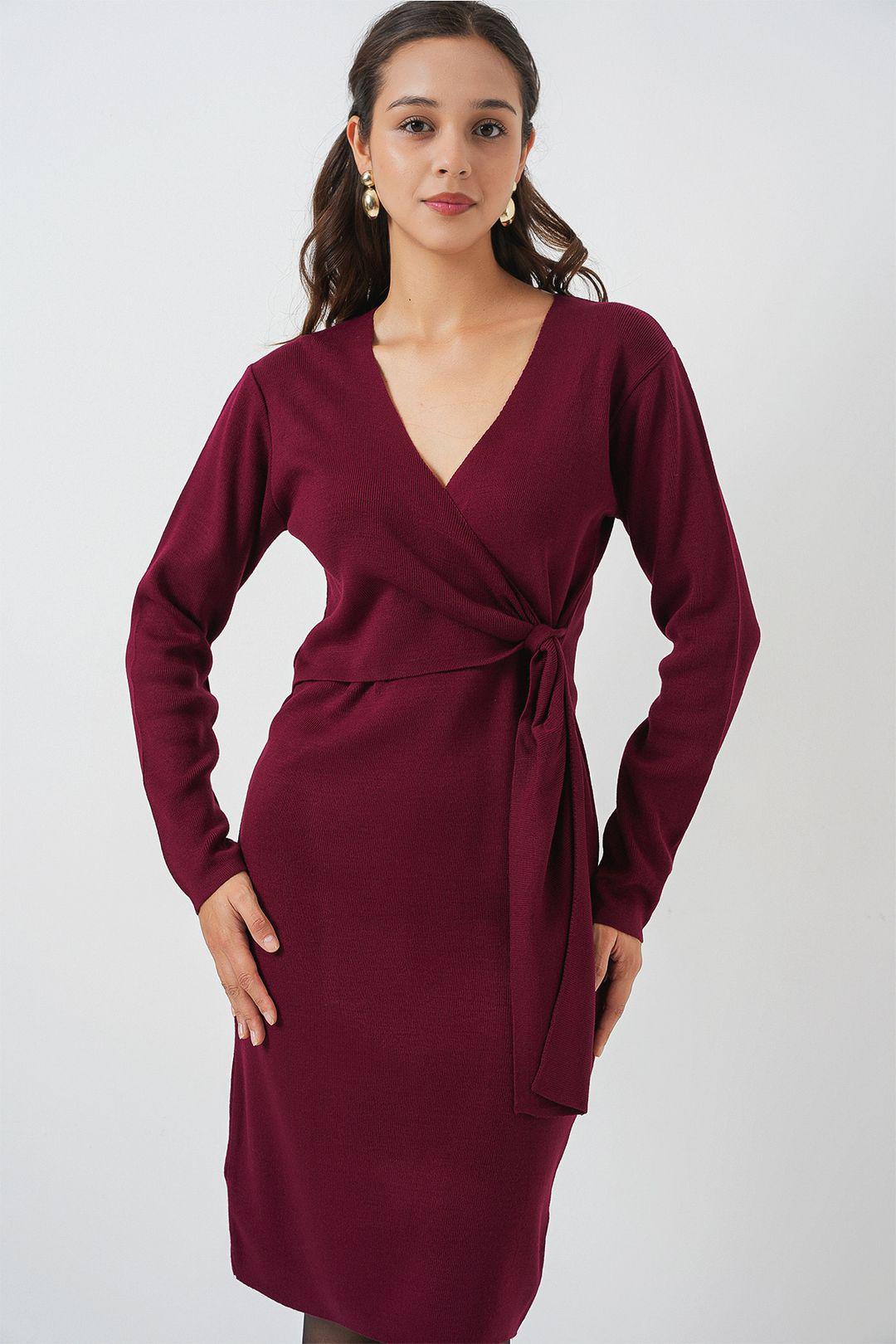 Bodycon Midi-jurk met V-hals en striksluiting