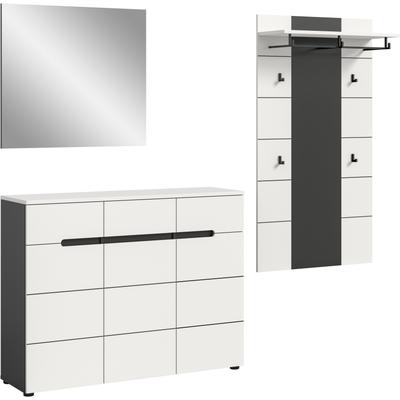 Garderoben-Set HOME AFFAIRE "REHAT, TOPSELLER, 3-teilig, Breite 215 cm, individuell erweiterbar", weiß (basalt grau, weiß), Kastenmöbel-Sets, Garderobenkombination, Kombination, Set, Flurgarderobe, Diele