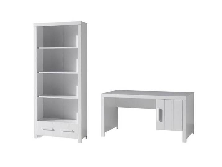 58 aufm Kessel Jugendzimmer-Set Beimöbel Set Karalynn Jugendzimmer Möbel Set MDF Weiß ERCO10, (inkl. Versand, Lieferung bis Verwendungsstelle), Einzelbett, Nachtkonsole, Kleiderschrank, Schreibtisch, Regal