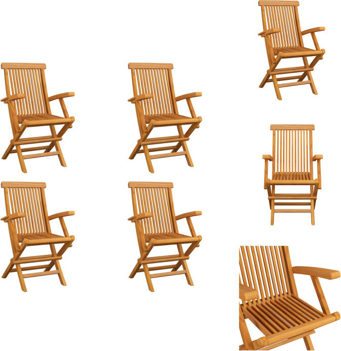 vidaXL Klappbare Gartenstühle 4 Stk. Massivholz Teak - Gartenstühle