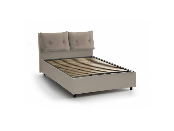 Lit double en similcuir tourterelle 160x200 cm