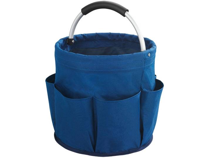 Organizer MAXIMEX Universal-Reinigungs-Caddy , blau, H:26,5cm T:28cm Ø:28cm, Aluminium, Polyester, Aufbewahrungsboxen, Organizer, mit 6 Außentaschen für Gartenwerkzeug, großes Hauptfach, faltbar, 16 l
