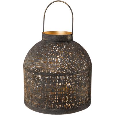 Windlicht CREATIV DECO "Weihnachtsdeko", schwarz, H:25cm Ø:12cm, Metall, Kerzenhalter, Windlicht, mit mattem Finish