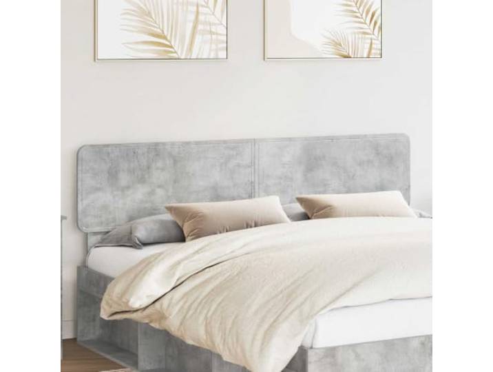 Modernes Kopfteil aus Beton grau mit Ingenieurholzrahmen, minimalistisches Design für Haupt- und Gästezimmer, einfache Montage und einfache Wartung.