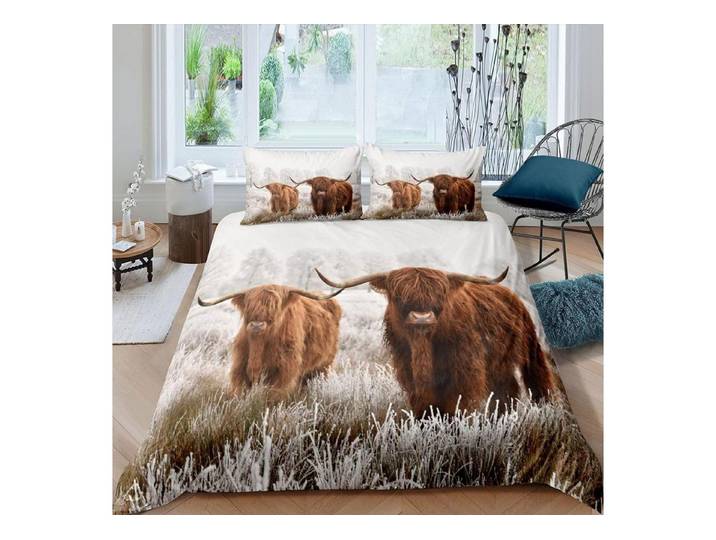 LuxusKollektion Kinderbettwäsche Bettwäsche Set Hochlandkuh 200x200 Braun
