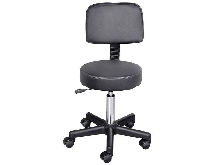 Homcom Rollhocker Arbeitsstuhl Kosmetikstuhl Drehstuhl Hocker Profi Salon Stuhl Schwarz, Kunststoff, 35x84x35 cm, Büromöbel, Bürostühle, Bürohocker