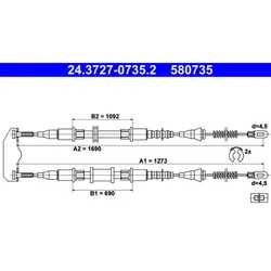 Seilzug Feststellbremse ATE 24.3727-0735.2 für Opel Astra F CC