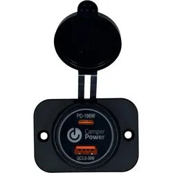 CamperPower Nyx Power 100W USB-C Ladegerät 12V mit Buck-Boost – ohne LED