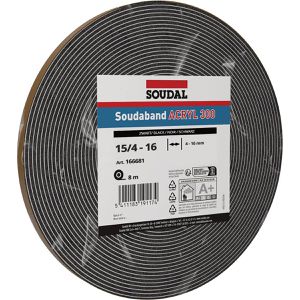 Soudal Kompriband Acryl 300 15/4-16, selbstklebend, schwarz, 15 mm x 8 m, nach DIN 18542, für Fugenbreite 4 - 16 mm