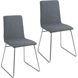 Helloshop26 - Set aus 2 modernen Esszimmerstühlen 52 x 47 x 88 cm klappbare Rückenlehne bequeme Sitzfläche Metalloberfläche grauer 20_0012432