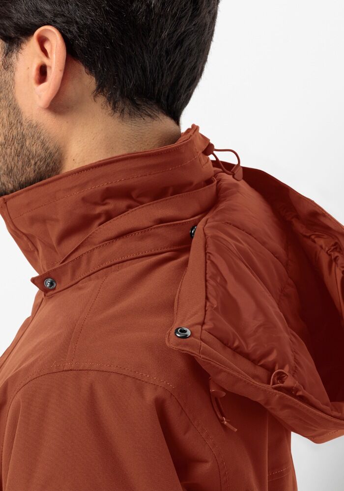 Parka JACK WOLFSKIN "GLACIER CANYON PARKA", Herren, Gr. S (48), braun (carmine), OBERSTOFF 100% POLYAMID, FUTTER 100% POLYESTER FÜLLUNG 100% POLYESTER, Jacken Parka, mit abnehmbarer Kapuze, atmungsaktiv, wasserdicht, winddicht carmine S (48)