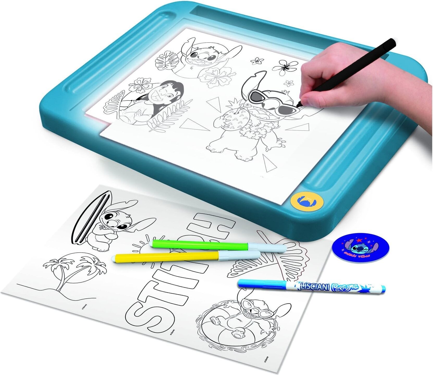 Lisciani Stitch Drawing School With Light Table - Creative A4 Light Table Art Kit With Stencils for Kids